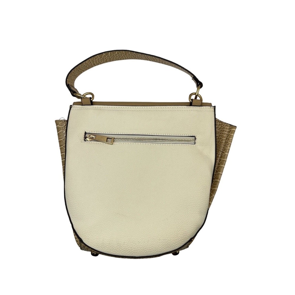 LADIES WHITE LEATHER LIKE SHOULDER-HANDBAG WITH Faux Alligator Side Est 1946 - Picture 2 of 8